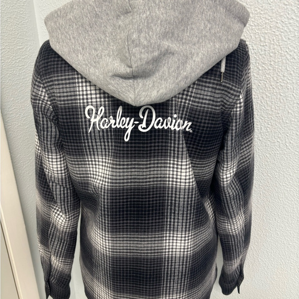 Harley-Davidson Black and Gray Plaid Hoodie